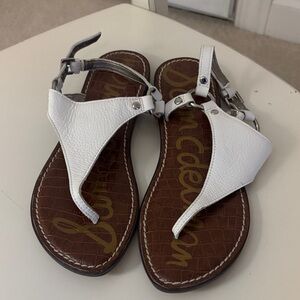 Sam Edelman White Leather Thong Sandals